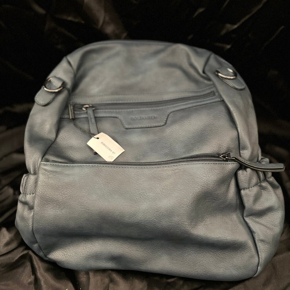 Bostanten convertible backpack purse in Blue faux leather.